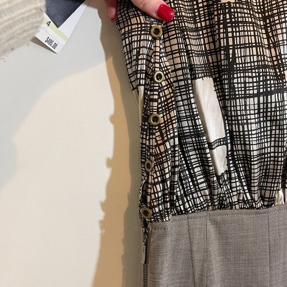 Rachel Roy brown and grey v-neck dress with print size 4 NWT - Picture 5 of 8